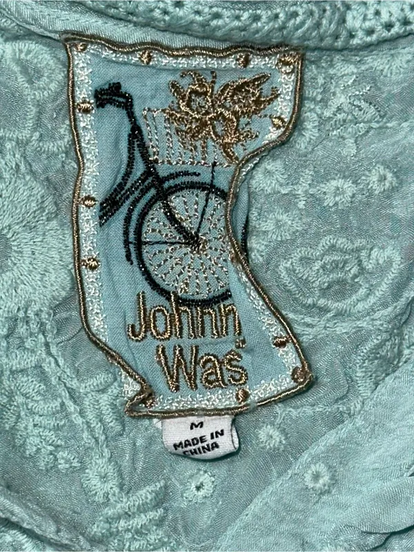 Johnny Was Women’s Size M Light Marine Blue Embroidered Drawstring Bomber Jacket - Image 9