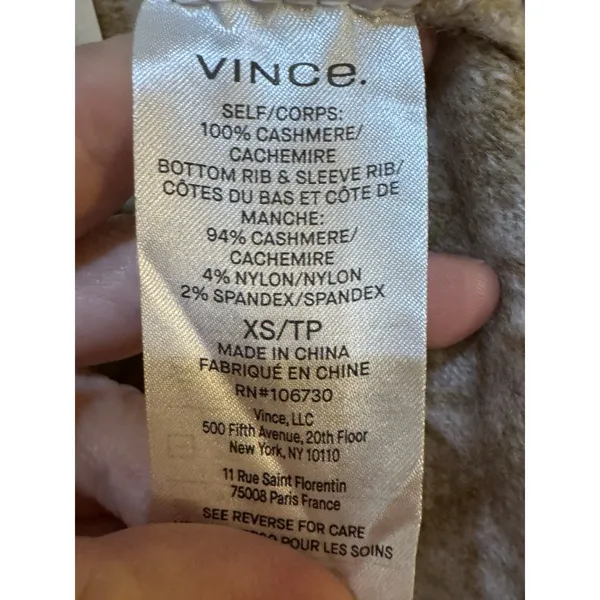 Vince Fair Isle V-neck cashmere sweater Tan Size XS - Image 10