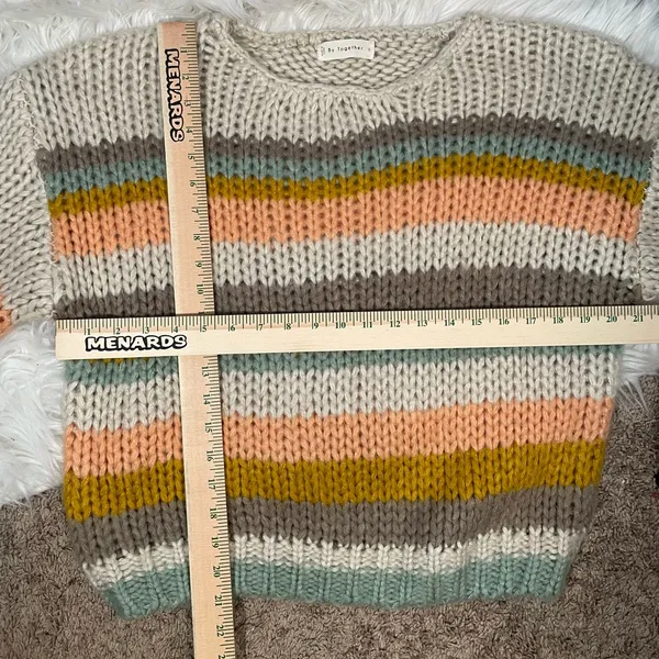 By together knit stripedsoft sweater‎ oversized size small boho colors - Image 7