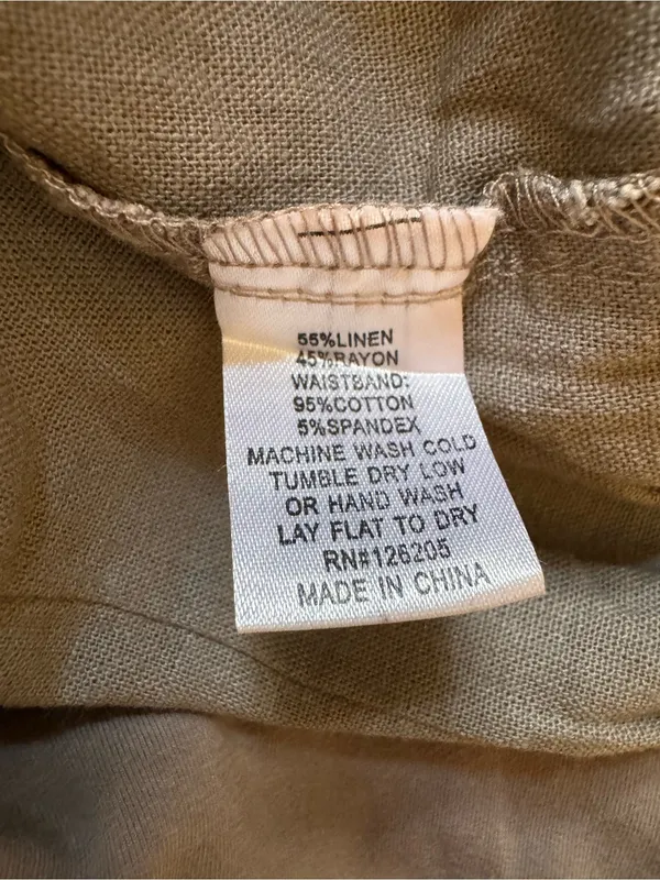 Just Living Brown Taupe Wide-Leg High Stretch Knit Linen Blend Pants Size Medium - Image 6