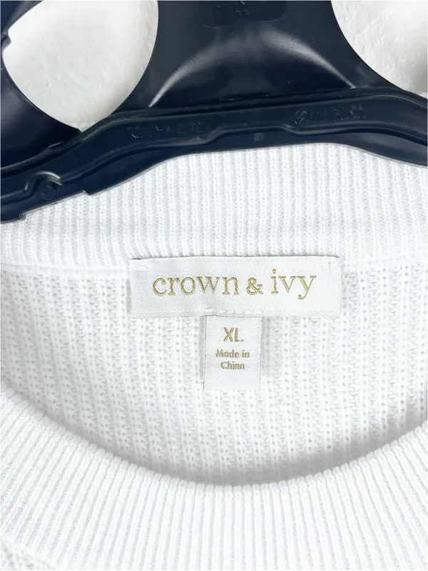 CROWN & IVY Pink White Striped Cap Sleeves V-Neck Sweater Vest XL Preppy Tennis - Image 3