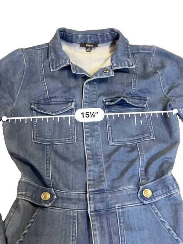 Blashe Denim Skinny Jumpsuit Medium Wash S Coastal Cowgirl Western Chic 70’s - Image 3