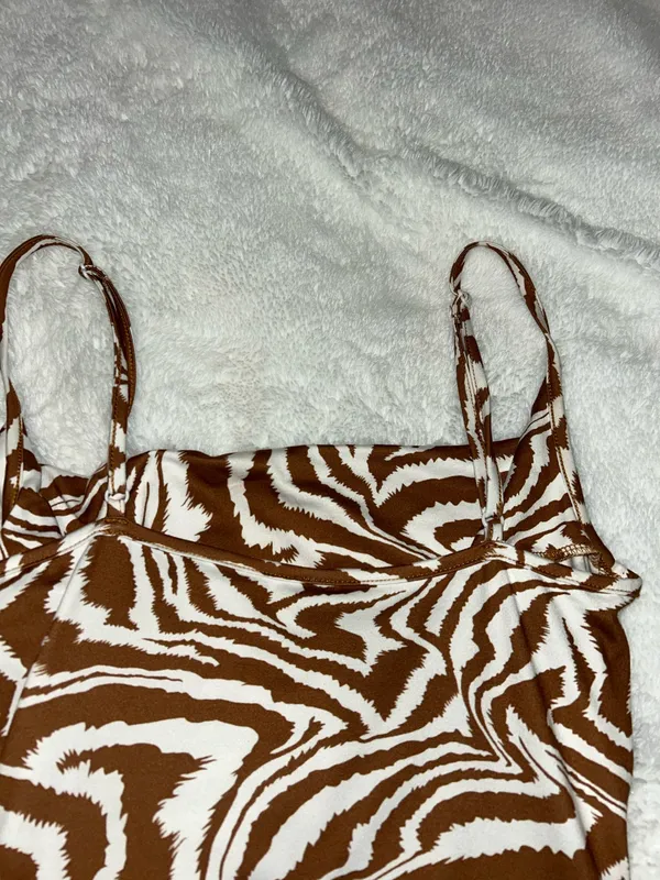 SheIn Brown and White Zebra Print Dress With Drawstring - Image 10