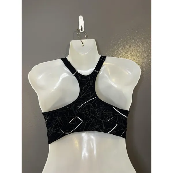 Under Armour Sports Bra Womens Small Black Print Racerback Padded Stretch - Image 4