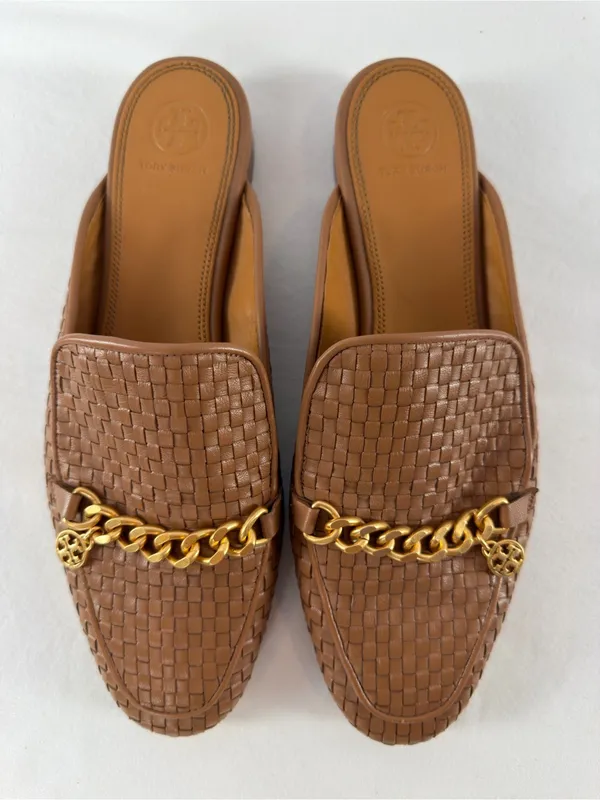 Tory Burch‎ Benton Woven Mules in Moose Brown Size 10 - Image 7