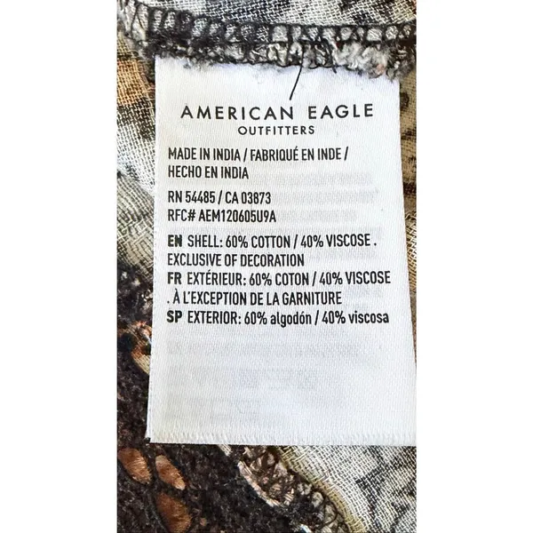American Eagle Floral Crop Blouse Lace Trim Open Back Tie Size S - Image 6