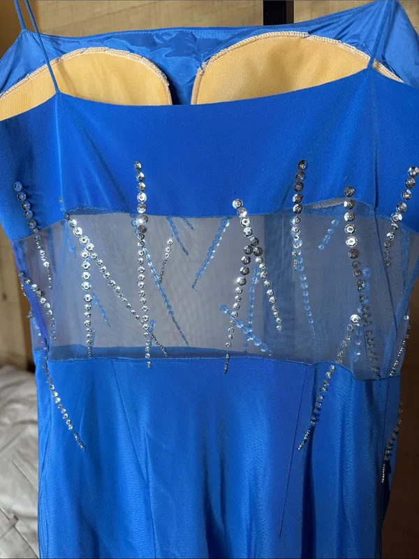 Vintage NiteLine by Nahdree Blue Sequin Mesh Formal Gown Size 4 - Image 8