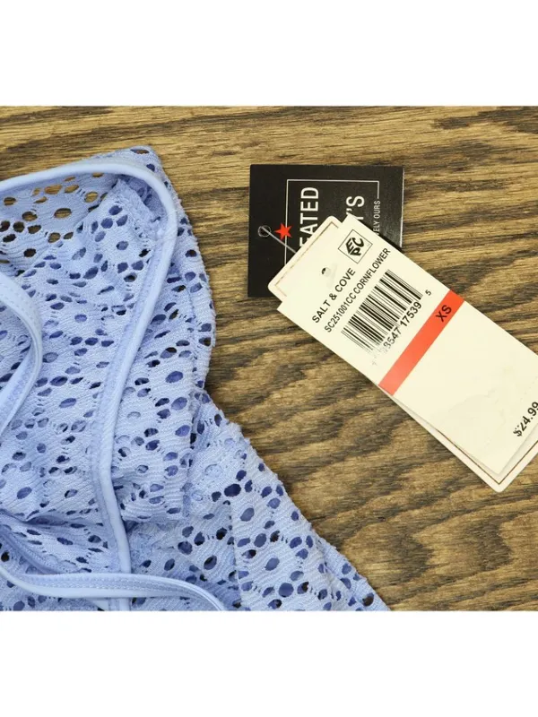 NWT Salt + Cove Crochet Front-Drawstring Romper Cover Up Cornflower Blue XS - Image 5