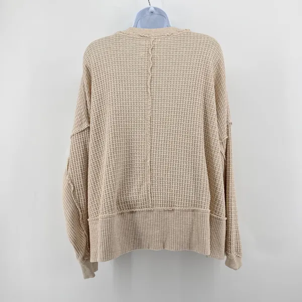 American Eagle Seriously Lived In Waffle Knit Sweatshirt‎ NYC Graphic Tan XS - Image 6