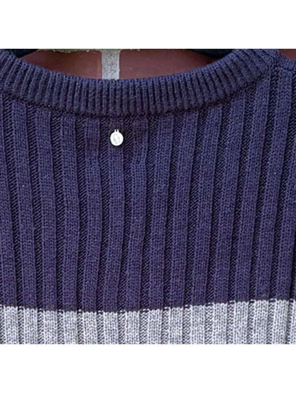 Rhythm Navy and Gray Ribbed Knit Sweater Vest - Image 4