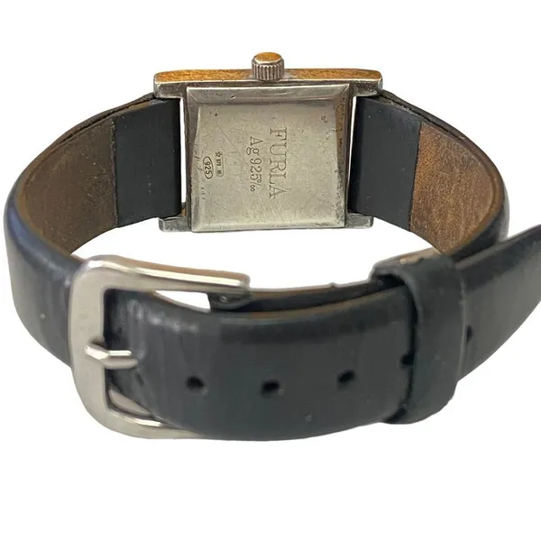 FURLA 925 Sterling Silver Black‎ Leather Watch - Image 11