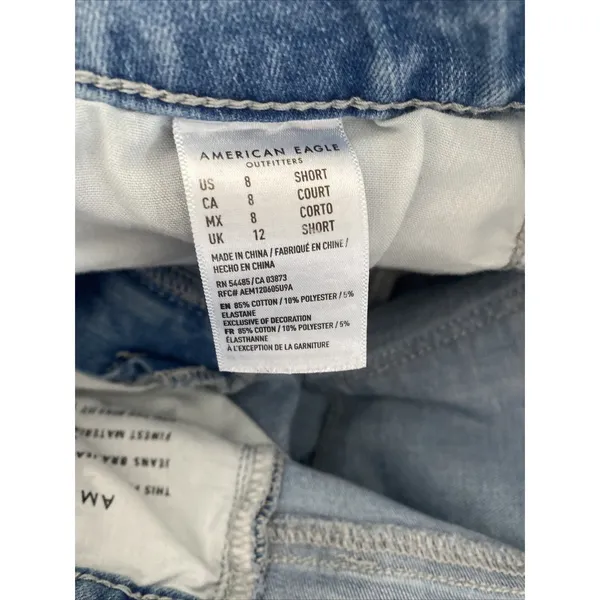 American Eagle Next Level Stretch Skinny Jeans Womens 8 Short Blue Distressed L8 - Image 10