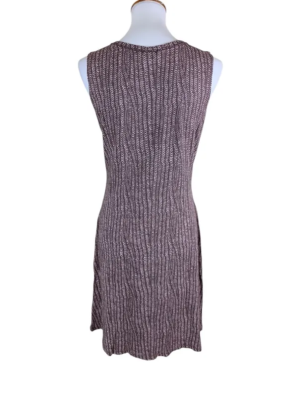 Fresh‎ Produce Brown White Chevron Print Sleeveless Knit Dress S Casual - Image 2