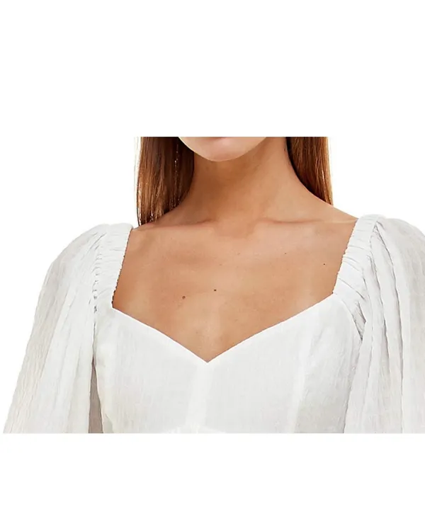 Wayf Ripton Puff Sleeve Babydoll Dress White Flirty Relax Fit S - Image 7