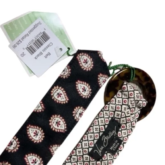Vera Bradley Kensington classic black retired pattern quilted‎ belt NWT - Image 4
