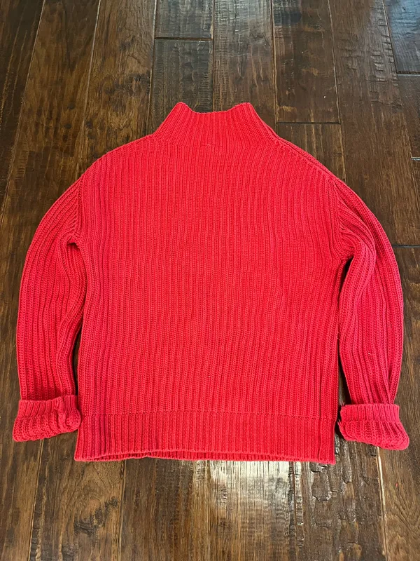 GAP Red Mock Neck Chunky Knit Sweater - Image 3