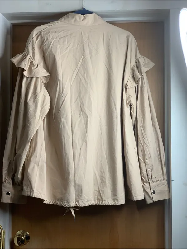 Mazik Tan Women's Ruffle Trim Jacket Size - Image 4