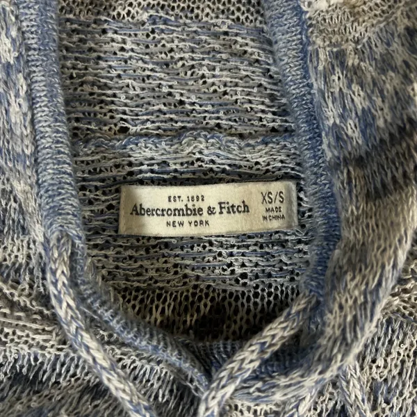 Abercrombie & Fitch Blue Striped Knit Hoodie Sweater XS/S Boho Pullover - Image 3