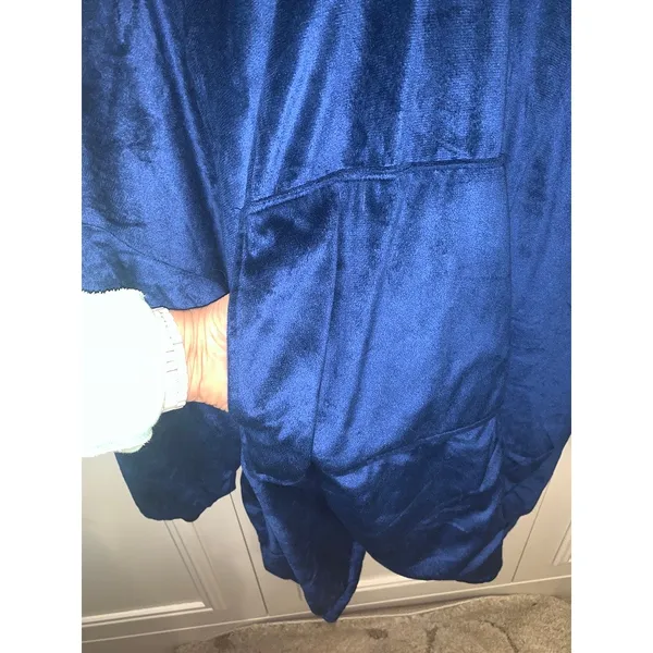 Oversized Wearable Blanket Hoodie Sweatshirt Blue‎ Unisex - Image 2