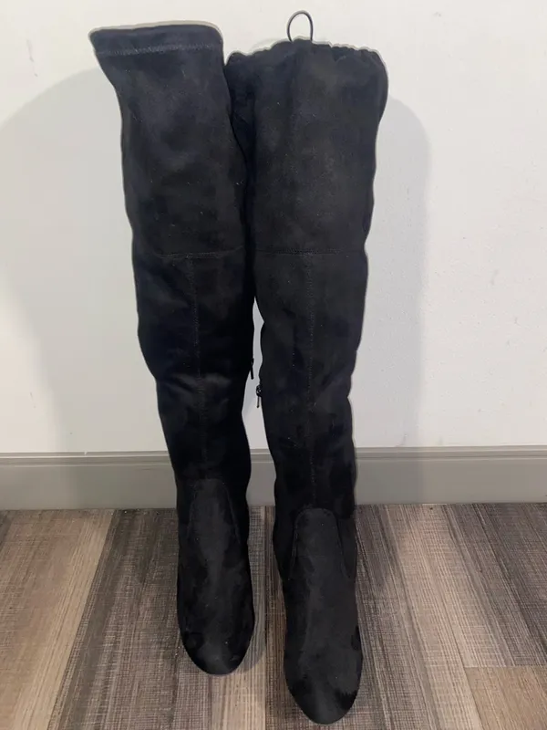 Women's Black Over-the-Knee Heeled Boots - Image 5