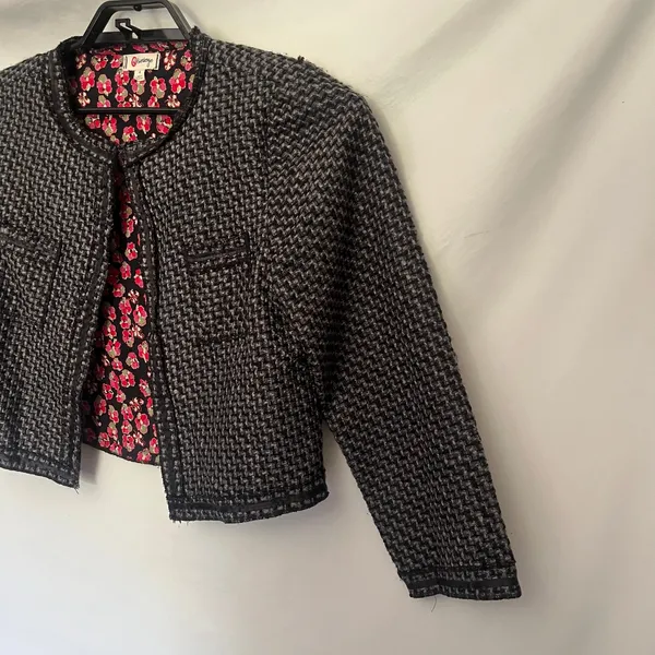 Olsenboye Cropped Houndstooth Womens Blazer M Dark Academia Indie Sleaze Preppy - Image 6