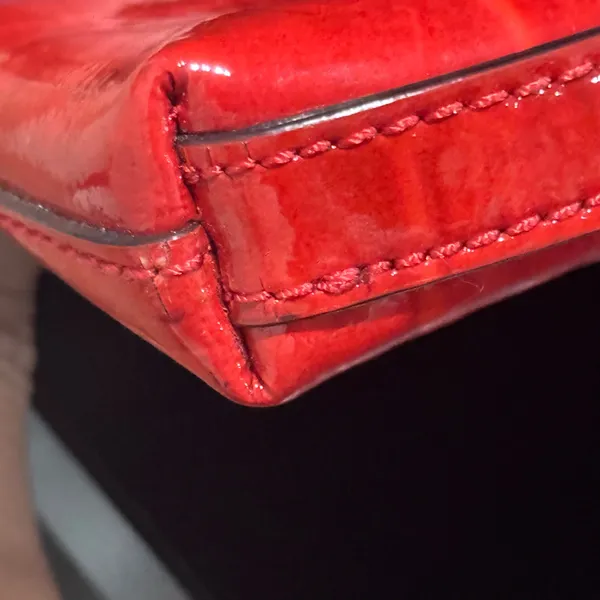 Kate Spade Knightsbridge Red Croc Patent Leather Bow Chain Shoulder Clutch - Image 6