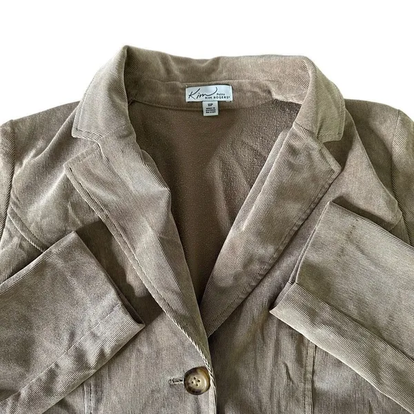 Kim Rogers Dark Academia Faux Suede Corduroy Blazer Jacket Two Button Pleated Pocket 10P - Image 10