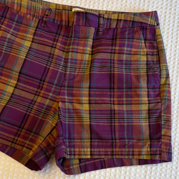 a new day Size 10 Purple Tan Plaid Women's Shorts - Image 4
