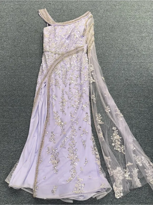 Lavender Purple Glitter Beaded Gown Size L - Image 2