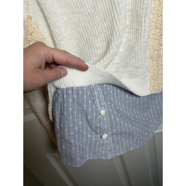 Anthropologie Moth Medium Crochet Sweater Shirt Granny Cottagecore Boho Work - Image 5