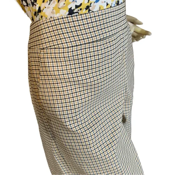 Loft Tan & Black Cropped Wide Leg Plaid Trousers (10) - Image 6