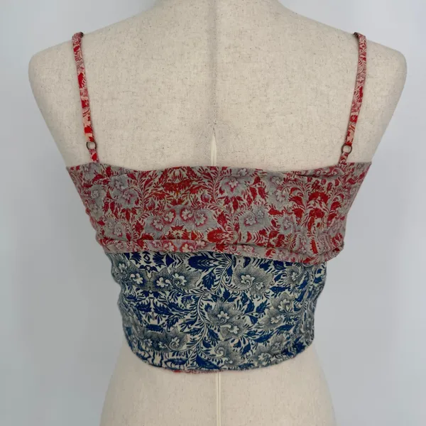 CAROLINA K Sienna Top Medium Multicolor Floral Boho Festival Tie Front Crop Tank - Image 10