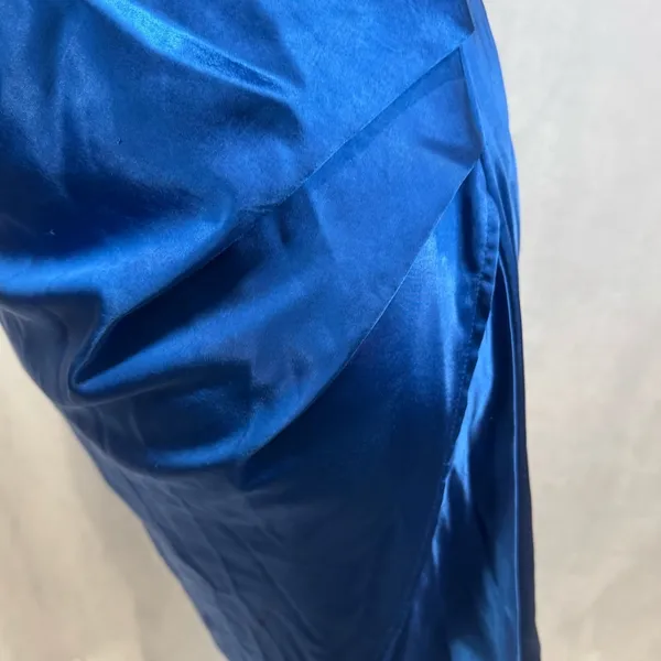Angel Biba Blue satin halter neck faux wrap twisted backless mini dress size medium - Image 7