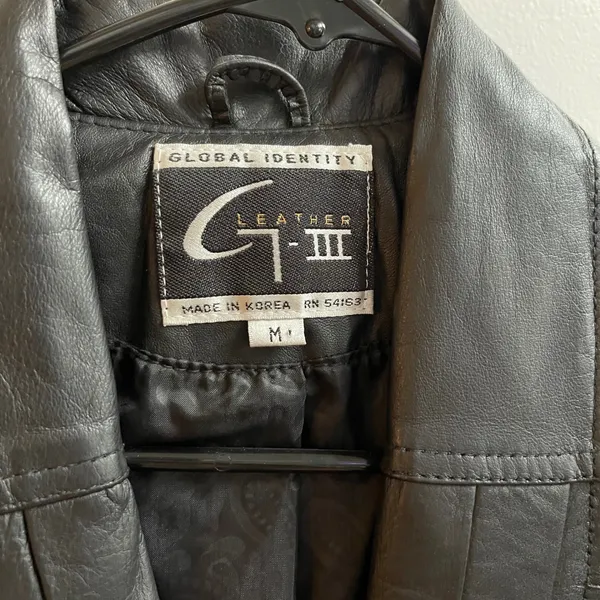 Global Identity Leather G III Double Breasted Black Blazer Style Trench Coat Med - Image 4