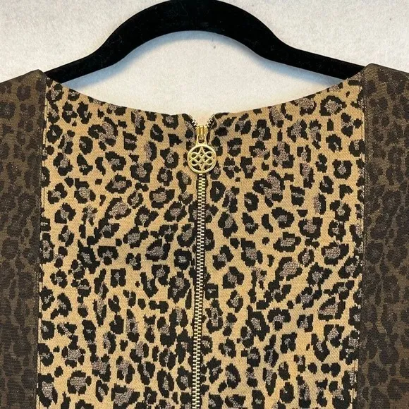ANTONIO MELANI Dress Size 6 Black Brown‎ Sparkle Leopard Print 3/4 Sleeve V Neck - Image 11