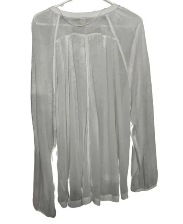 We the free Acadia white semi sheer long sleeve Henley top large - Image 5