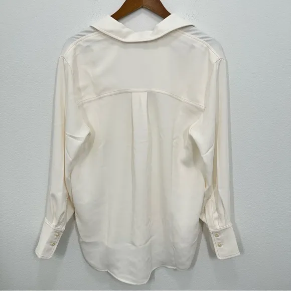 Madewell Women's Size‎ Medium Contrast-Stitch Popover Shirt Cream Classic Preppy - Image 8