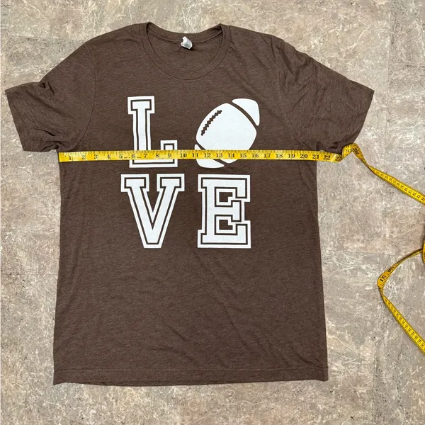 Love Football Brown Graphic T-Shirt Size Large - Image 6