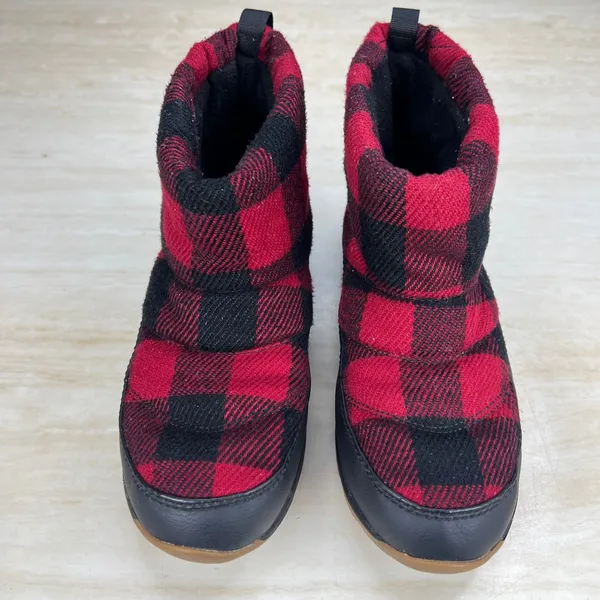 Sorel Out N About Puffy Waterproof Boots Red Black Buffalo Plaid Womens 8 NL2694 - Image 3