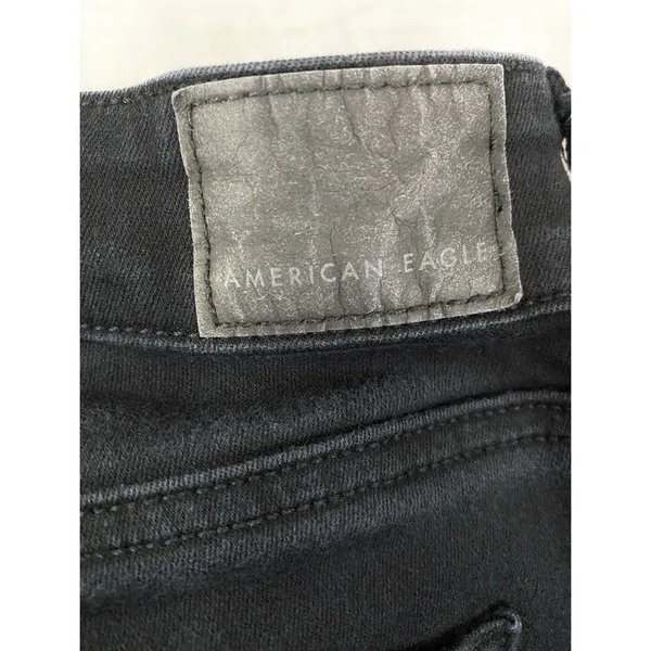 American Eagle‎ Flare Jeans Women Black Front Seam Split Hem High Waisted Sz 4 - Image 6