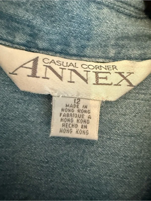 90s Casual Corner Annex Denim Chambray Sleeveless Maxi‎ Shirt Dress - Image 3