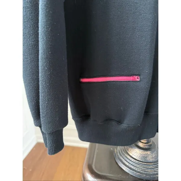 Vintage 80s 90s Ho Skis 1/4 Zip Tunic Sweatshirt Black Neon Pink Blue L - Image 7
