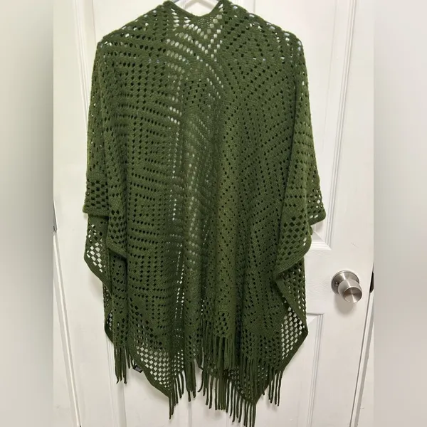 Forest Green Knit Fringe Cardigan - Image 4