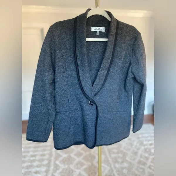 100% Wool Blazer Kasper Timeless‎ Capsule Classic Shawl Collar Elegant Office - Image 2