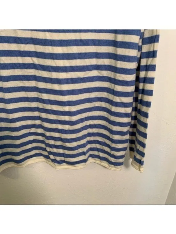 Gap Women's Size Small Boatneck Sweater Moore Blue Stripe Wool Long Sleeve - Image 6