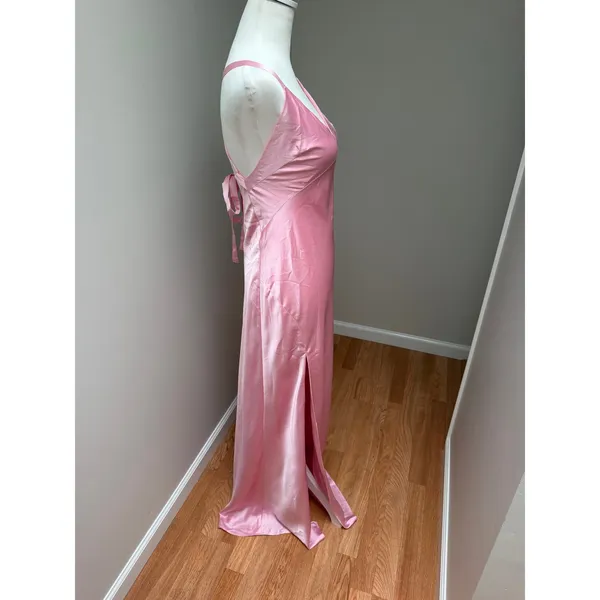 Show Me Your MuMu Anderson Maxi Dress Light Pink Luxe Satin Size Small - Image 9