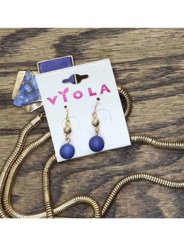 NWT Viola Lariat Pull Adjustable Necklace Dangly Earring Set Gold / Blue - Image 3