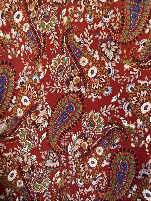 Windsor 2PC Set XS S Rust Paisley Crop Top Wide Leg Flare Pants 70s Halloween - Image 9