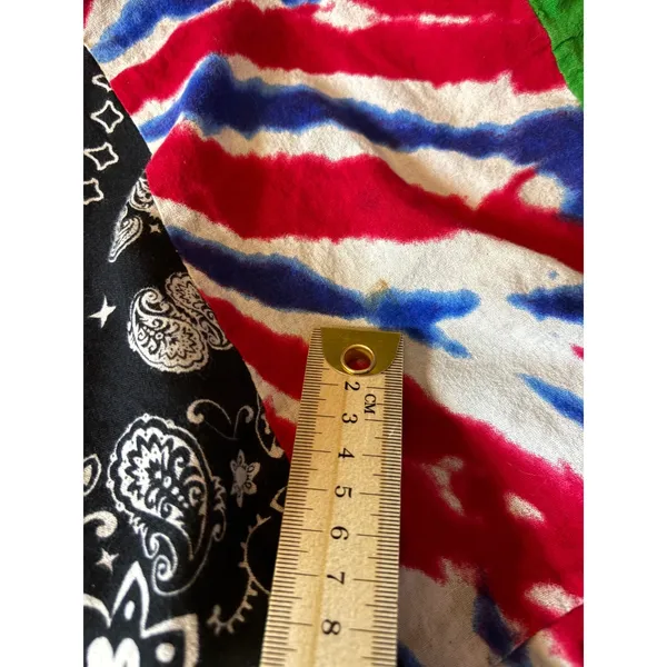 Handmade Patchwork Bandana Tie Dye Midi Skirt Boho Tiered Pointed Hem Multi - Image 7