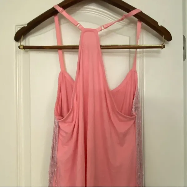 Maner Womens Bubblegum Pink Fringe Front Tank Top M Medium 38” NWT New - Image 8